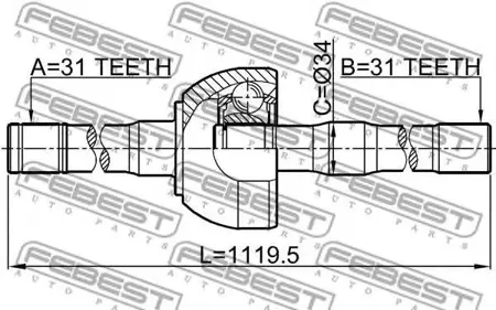 FEBEST 0214Y61LH Вал приводной, передний левый