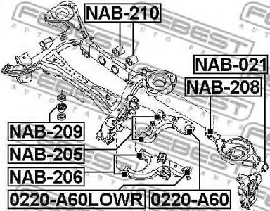 FEBEST 0220A60 Опора шаровая заднего верхнего рычага