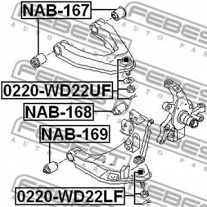 FEBEST 0220WD22UF Опора шаровая верхняя Nissan King Cab D22 98>