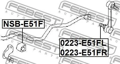 FEBEST 0223E51FL Стойка стабилизатора передняя левая Nissan el Grand e51 2002.05-2010.08 [jp]