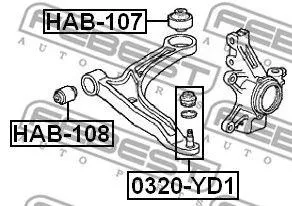 FEBEST 0320YD1 Опора шаровая передняя нижняя