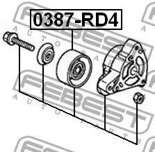 FEBEST 0387RD4 Ролик натяжной Honda cr-v rd4rd5rd6rd7rd9 2001-2006