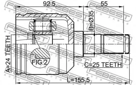 FEBEST 0411E55 Шрус внутренний передний