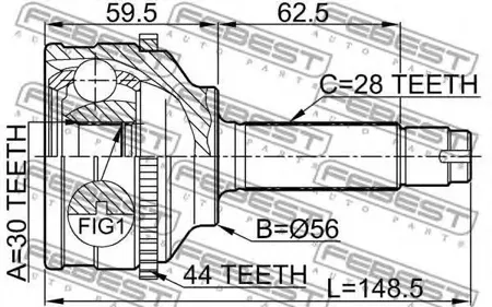 FEBEST 0510037A44 Шрус наружный передний с кольцом ABS