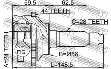 FEBEST 0510041A44 Шрус наружный передний с кольцом ABS