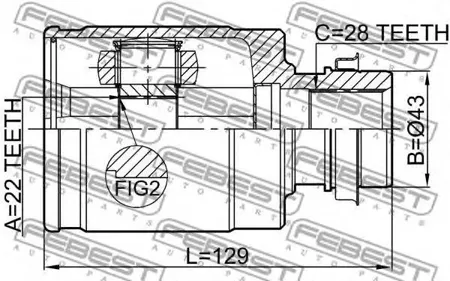 FEBEST 0511BL16MTRH Шрус внутренний передний правый