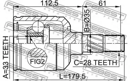 FEBEST 0511M6ATLH Шрус внутренний передний левый
