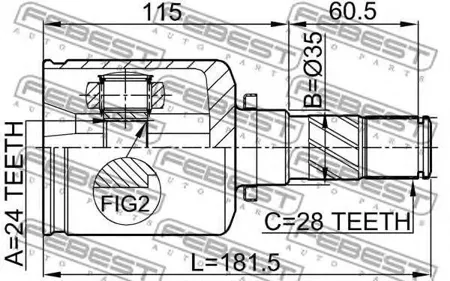 FEBEST 0511MZ5ATLH Шрус внутренний
