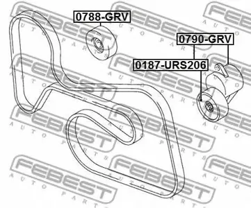 FEBEST 0790GRV Натяжитель приводного ремня в сборе с роликом, комплект
