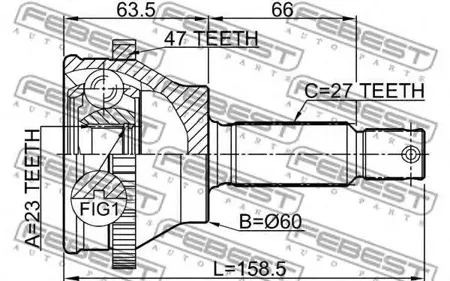 FEBEST 1210EFATA47 Шрус 1210-EFATA47