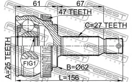 FEBEST 1210NFA47 Шрус 1210-NFA47
