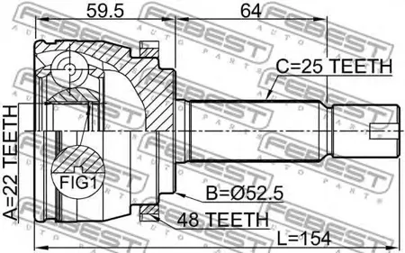 FEBEST 1210SOLA48 Шрус наружный к-кт Hyundai Solaris 1.4-1.6 09>