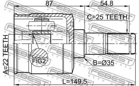 FEBEST 1211CM10R Шрус внутренний задний Hyundai Santa Fe 06-12 1211-CM10R