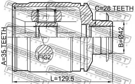 FEBEST 1211CMRH Шрус внутренний к-кт 35x42x28 Hyundai Santa Fe II, Kia Sorento II 2.2 CRDi 4WD 06>