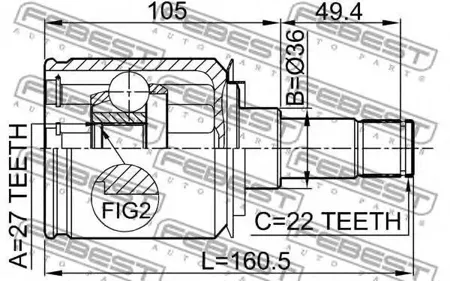FEBEST 1611169 Шрус 1611-169