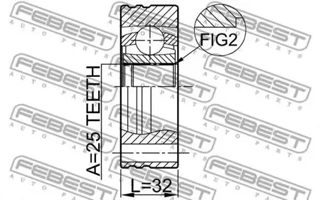 FEBEST 1911E34 Шрус внутренний зад