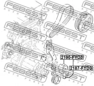 FEBEST 2190FYD3 Ролик натяжной НО с механизмом натяжения Ford Transit 2.02.2TDCi 00>