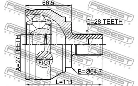FEBEST 23102H Шрус наружный VW Amarok 2310-2H