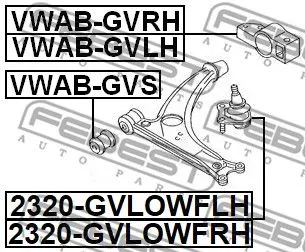 FEBEST 2320GVLOWFRH Опора шаровая VW Golf V Jetta Touran Tiguan Audi A3 Octavia 04- пер.нижн. прав.(с крепежом)
