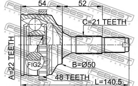 FEBEST 2510206A48 Шрус наружный Peugeot 206 1.1-1.4 2510-206A48