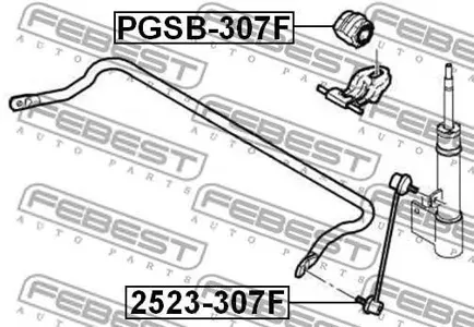 FEBEST 2523307F Стойка стабилизатора переднего Peugeot 307, Citroen C4 00>
