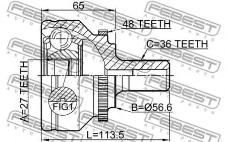FEBEST 2710V70A48 Шрус наружный перед лев,прав.