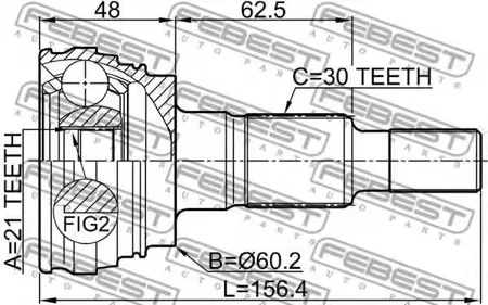 FEBEST 3410PANR Шрус наружный задний21x34.5x30