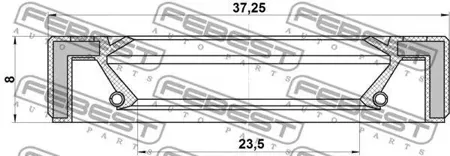 FEBEST 95GAY25370808R Сальник кпп 25x37x8 Toyota Avensis 1.61.8 16V 97> Yaris 1.31.5 16V 99>