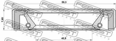 FEBEST 95GBY42590808R Сальник коробки скоростей 40.9X59.3X7.65X7.85