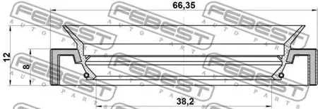 FEBEST 95HAY40660812R Сальник привода 38.2X66.35X8X12