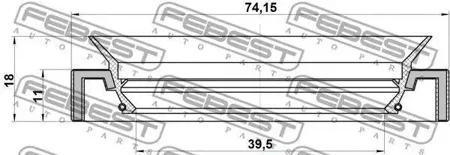 FEBEST 95HAY41741118C Сальник привода 39.5X74.15X11X18