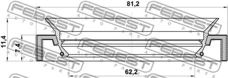 FEBEST 95HAY64810711X Сальник ступицы MITSUBISHI DELICA SPACE GEAR/CARGO PA-PF# 1994.03-2006.12 перед.