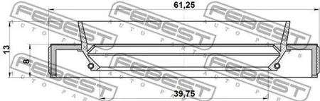 FEBEST 95HBY41610813L Сальник привода 39.75x61.25x8x13