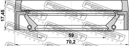FEBEST 95MBS61700817X Сальник передней ступицы 59X70.2X8X17.45