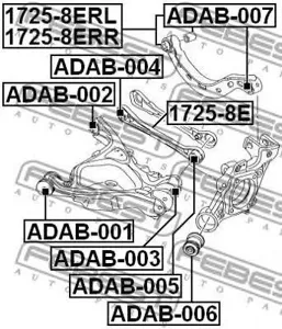 FEBEST ADAB004 Сайлентблок заднего поперечного рычага Audi A4 (8E) 00-08
