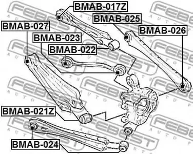FEBEST BMAB024 Сайлентблок рычагазадний 48x12x45 BMW X3 F25 10>