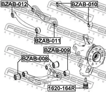 FEBEST BZAB009 Сайлентблок нижнего поперечного рычага наружний Mercedes GL X164ML W164R W251 05>