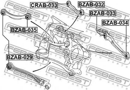 FEBEST BZAB032 Сайлентблок задней поперечной тяги Mercedes W211S219 03-10