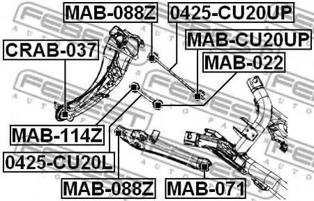 FEBEST CRAB037 Сайлентблок рычага Jeep Compass s 06- зад.подв.( 16мм)