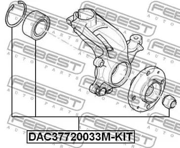 FEBEST DAC37720033MKIT Подшипник ступицы передний Citroen C3 2002-2009, Peugeot 207208 DAC37720033M-KIT