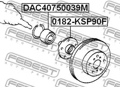 FEBEST DAC40750039M Подшипник ступицы перед. Toyota Yaris 1.01.3 VVT-I 06>