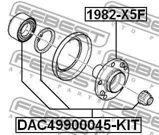 FEBEST DAC49900045KIT Подшипник передней ступицы (ступица) BMW 3(E90) 5(E60) X3(E83) X5(E53) 00->