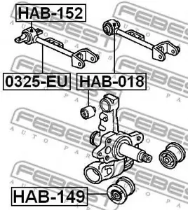 FEBEST HAB018 Сайлентблок зад. рычага верхн. наружн. Honda Civic EUEPES 01>