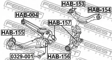 FEBEST HAB157 Сайлентблок задней цапфы Honda Civic FD 4D 06-12