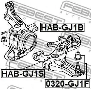 FEBEST HABGJ1B Сайлентблок переднего рычага задний Honda Jazz GD1GE3 1.4 02>