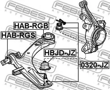 FEBEST HABRGB Сайлентблок нижн передн рычага Honda STEP WGN RG1RG2RG3RG4 2005­2009 HAB-RGB