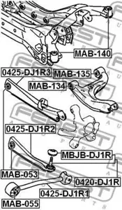 FEBEST MAB053 Сайлентблок задней подвески Mitsubishi GALANT 2006>