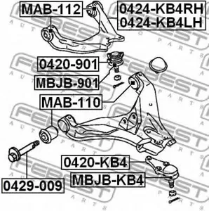 FEBEST MAB112 Сайлентблок перед.верх.рычага Mitsubishi L200 05>