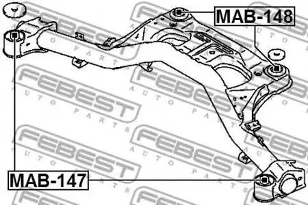 FEBEST MAB148 Сайлентблок задней балки Mitsubishi Grand is 03>