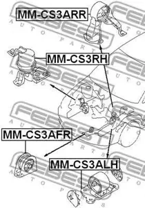 FEBEST MMCS3ARR Подушка двигателя задняя Mitsubishi Lancer CS 00-09